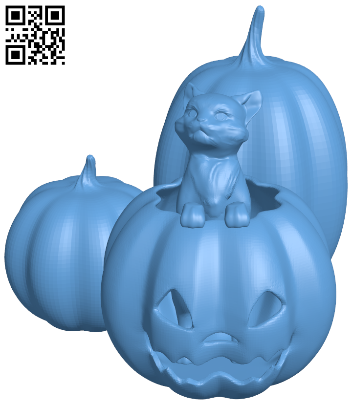 Cat in the pumpkin patch H006602 file stl free download 3D Model for CNC and 3d printer