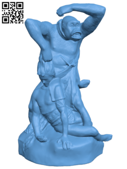 Gorilla defeating a Gladiator H006252 file stl free download 3D Model for CNC and 3d printer