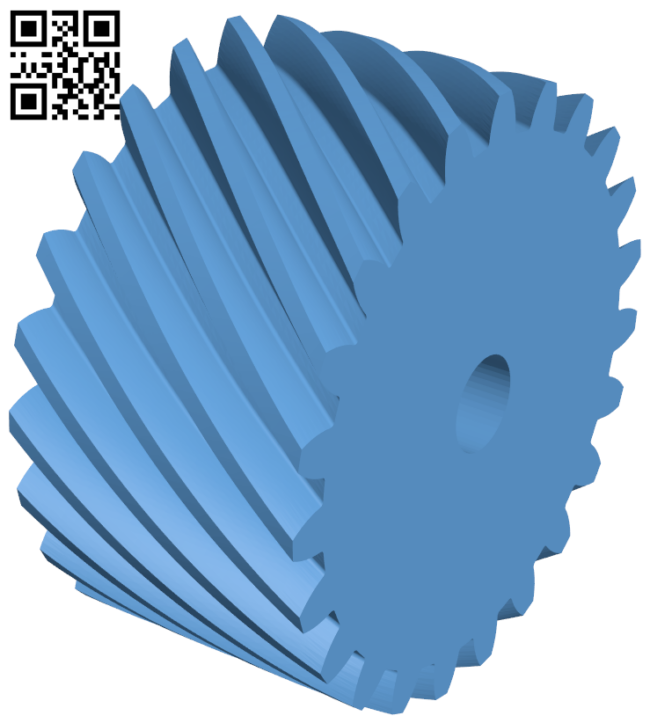 Helical gear H006612 file stl free download 3D Model for CNC and 3d printer