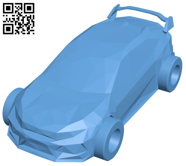 Low Poly Honda Civic Type R - Car H005893 file stl free download 3D Model for CNC and 3d printer