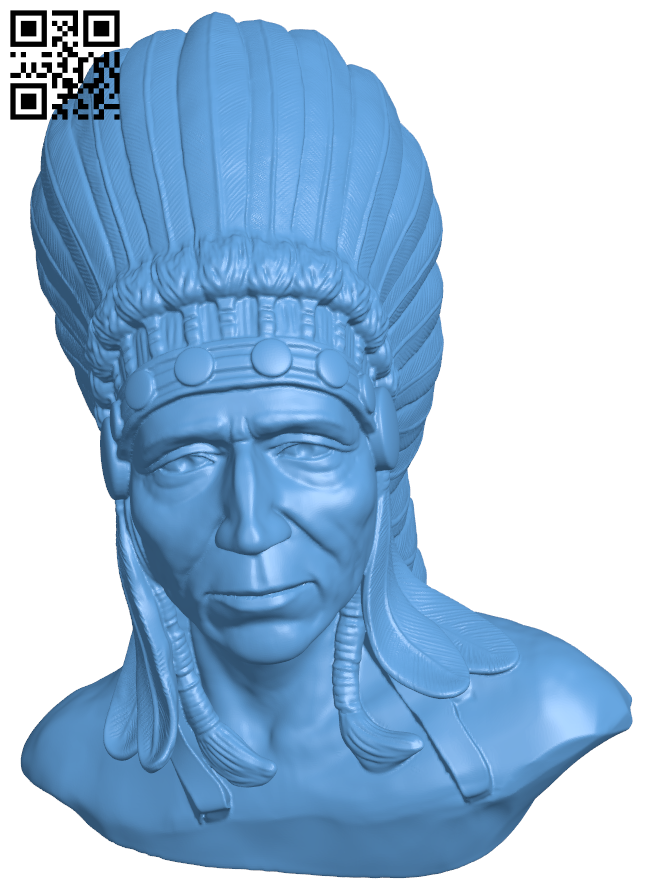 Native American Bust H006323 file stl free download 3D Model for CNC and 3d printer