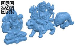 Pendant God Shiva ,Durga and fish H006443 file stl free download 3D Model for CNC and 3d printer