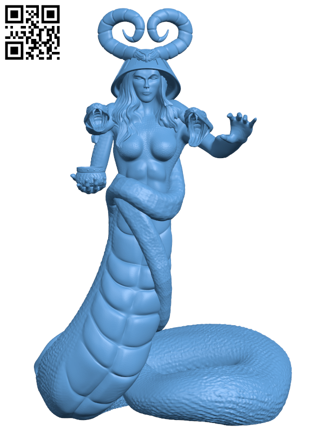 Pharika snake goddess H006268 file stl free download 3D Model for CNC and 3d printer