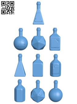 Potion Bottles H006270 file stl free download 3D Model for CNC and 3d printer