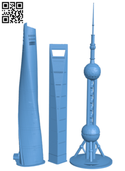 Skyscrapers of Shanghai, China H005801 file stl free download 3D Model for CNC and 3d printer