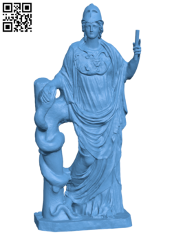 Statue of Athena with a snake H006569 file stl free download 3D Model for CNC and 3d printer