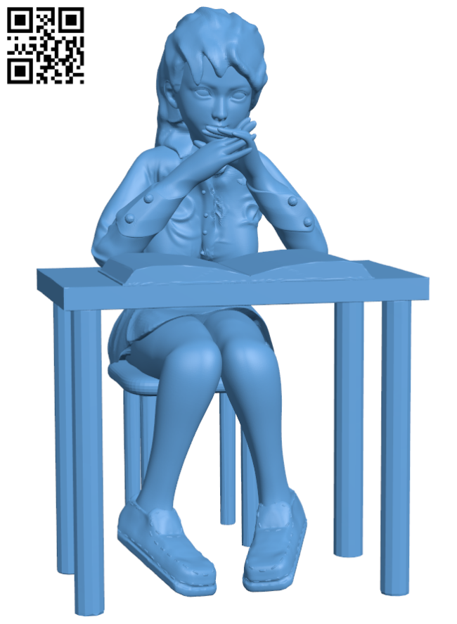 Student girl H006282 file stl free download 3D Model for CNC and 3d printer