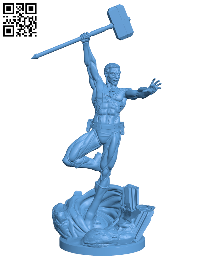 Superhero with hammer H006576 file stl free download 3D Model for CNC and 3d printer