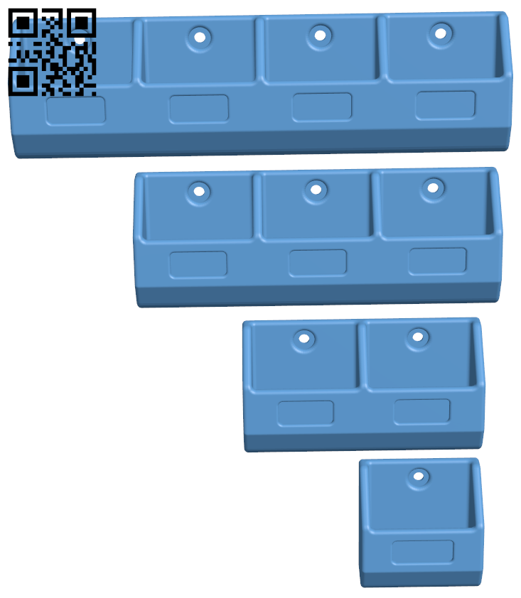 Wall storage bins H006347 file stl free download 3D Model for CNC and 3d printer