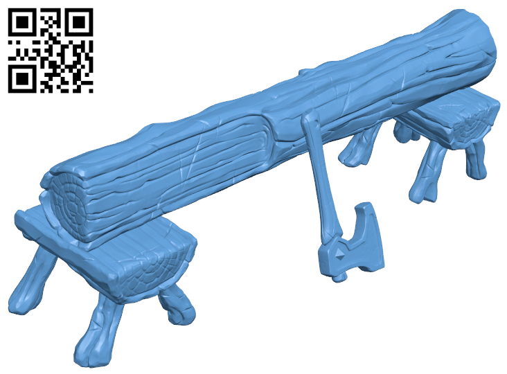 Wood and axe H005864 file stl free download 3D Model for CNC and 3d printer