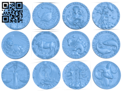 Zodiak medallion set H006407 file stl free download 3D Model for CNC and 3d printer