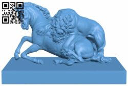 A lion attacking a horse H006918 file stl free download 3D Model for CNC and 3d printer