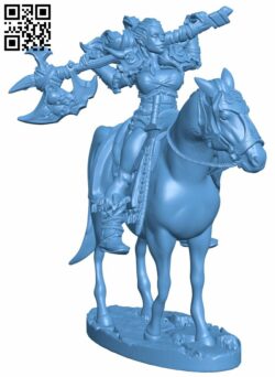 Barbarian girl on horseback H006800 file stl free download 3D Model for CNC and 3d printer