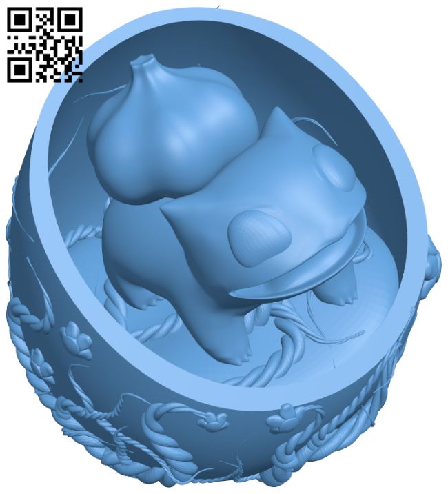 Bulbasaur egg - Pokemon egg collection H007108 file stl free download 3D Model for CNC and 3d printer