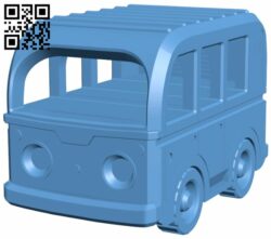 Car – Cartoon Retro Kombi Van H007459 file stl free download 3D Model for CNC and 3d printer