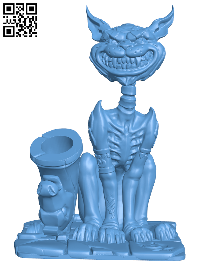 Cheshire cat - Pen holder H006660 file stl free download 3D Model for CNC and 3d printer