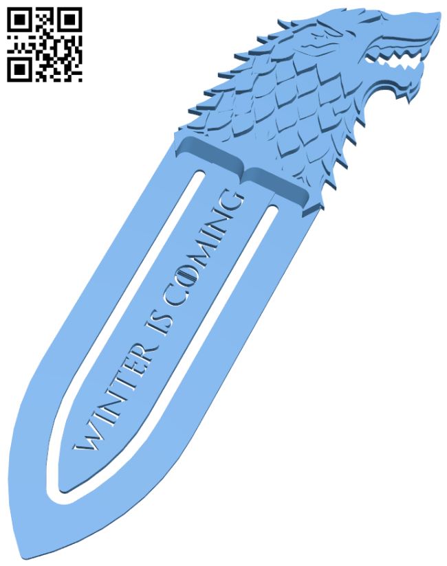 Direwolf sword bookmark H007249 file stl free download 3D Model for CNC and 3d printer