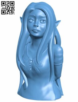 Elven girl bust H006812 file stl free download 3D Model for CNC and 3d printer