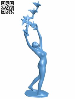 Girl with doves H006819 file stl free download 3D Model for CNC and 3d printer