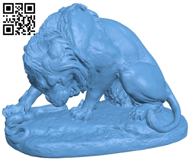 Lion crushing a serpent H006997 file stl free download 3D Model for CNC and 3d printer