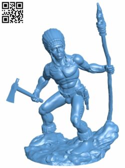 Native American Warrior H006830 file stl free download 3D Model for CNC and 3d printer