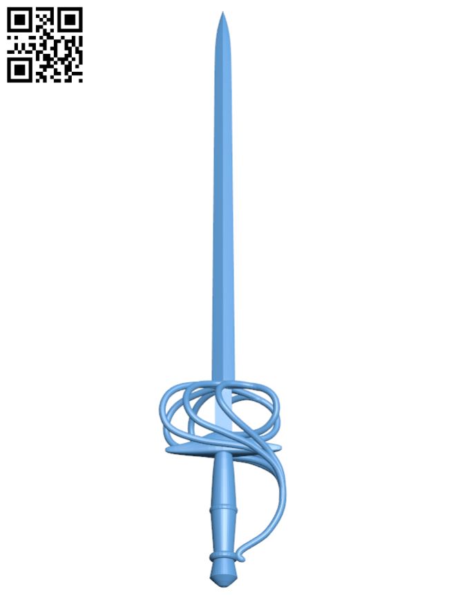 Rapier sword H007062 file stl free download 3D Model for CNC and 3d printer