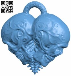 Skull heart pendant H007184 file stl free download 3D Model for CNC and 3d printer