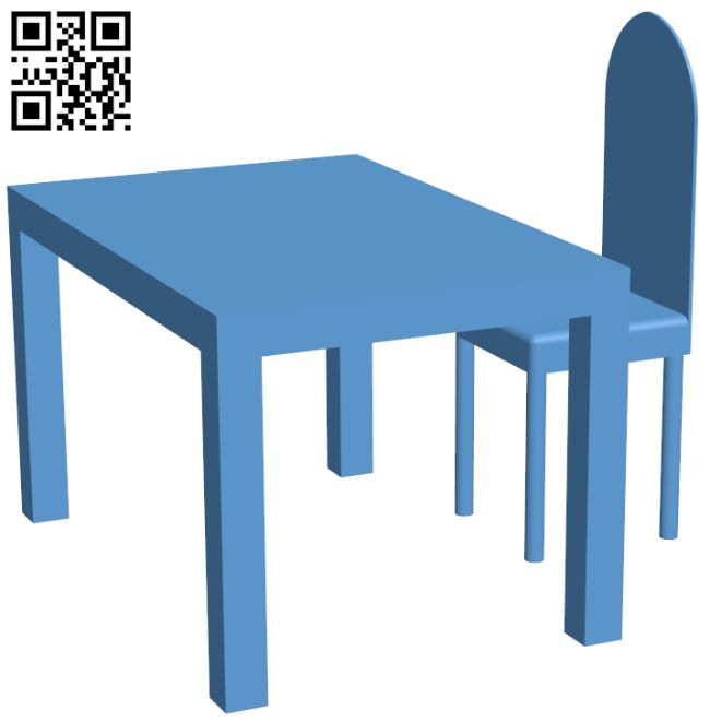 Table and chair H007194 file stl free download 3D Model for CNC and 3d printer