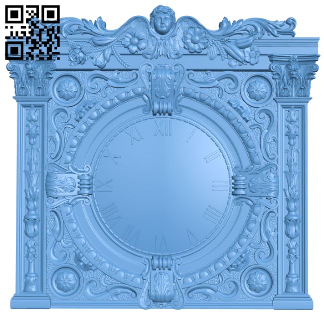 Wall clock pattern T0000640 download free stl files 3d model for CNC wood carving