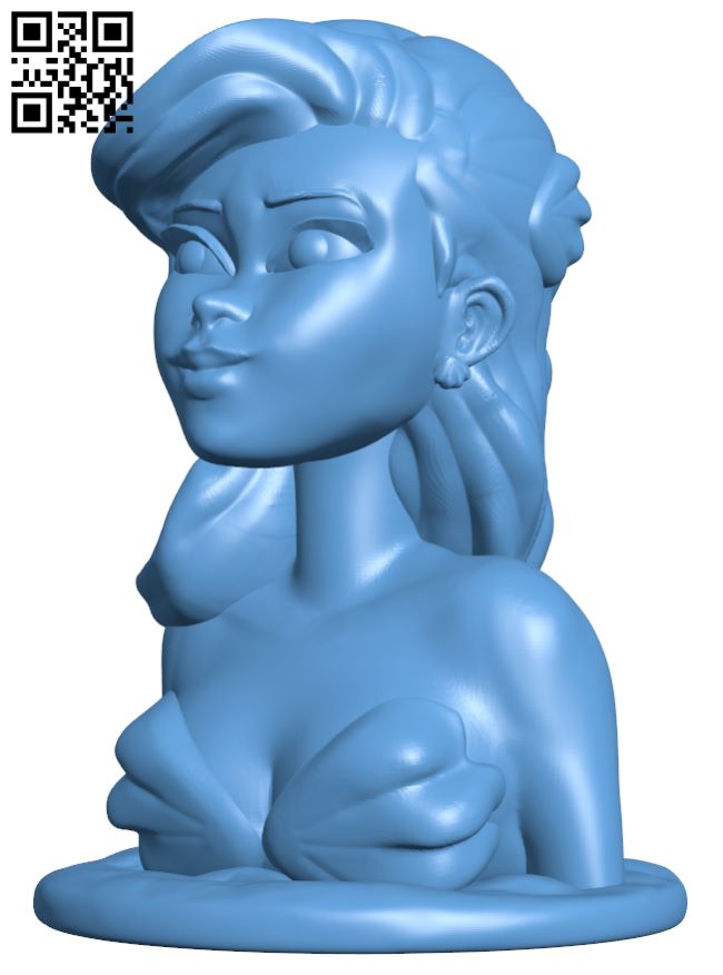 Ariel bust - Little Mermaid H007828 file stl free download 3D Model for CNC and 3d printer