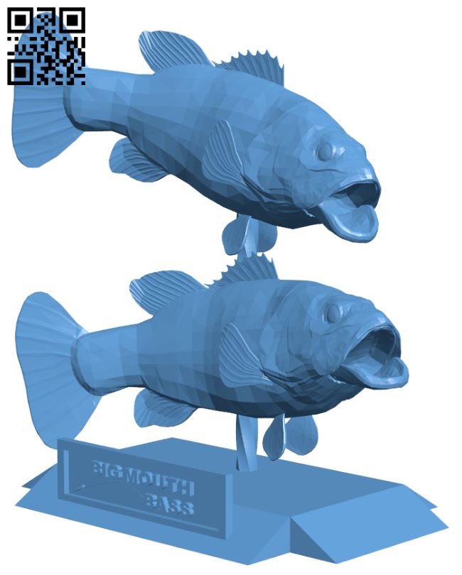 Big Mouth Bass Game Fish H008370 file stl free download 3D Model for CNC and 3d printer