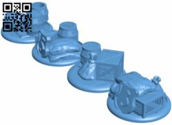Box, Bag and Barrel for fantasy games H008009 file stl free download 3D Model for CNC and 3d printer