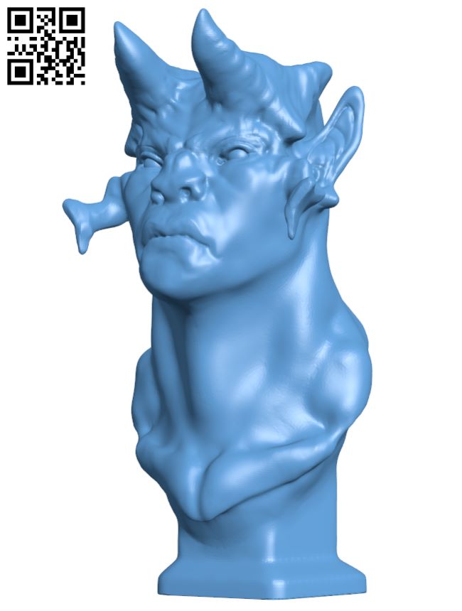 Demon Bust H007847 file stl free download 3D Model for CNC and 3d printer
