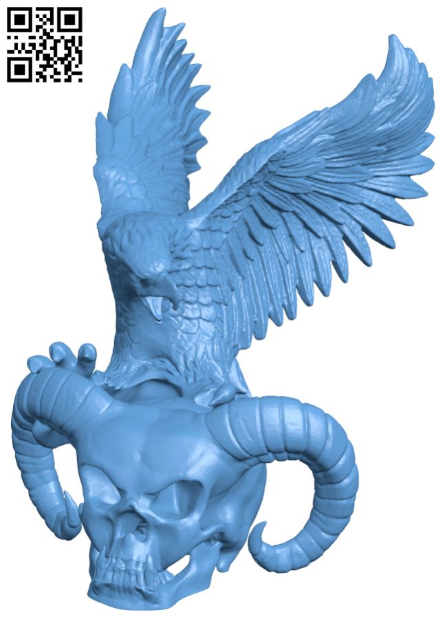 Devil skull and eagle H007895 file stl free download 3D Model for CNC and 3d printer