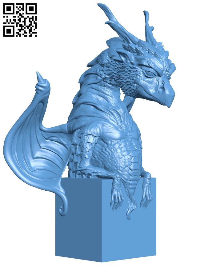 Dragon bust H007672 file stl free download 3D Model for CNC and 3d printer