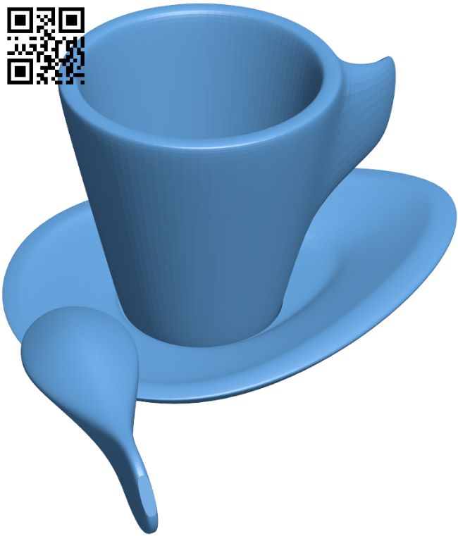 Espresso cup, saucer and sugar spoon H008086 file stl free download 3D Model for CNC and 3d printer