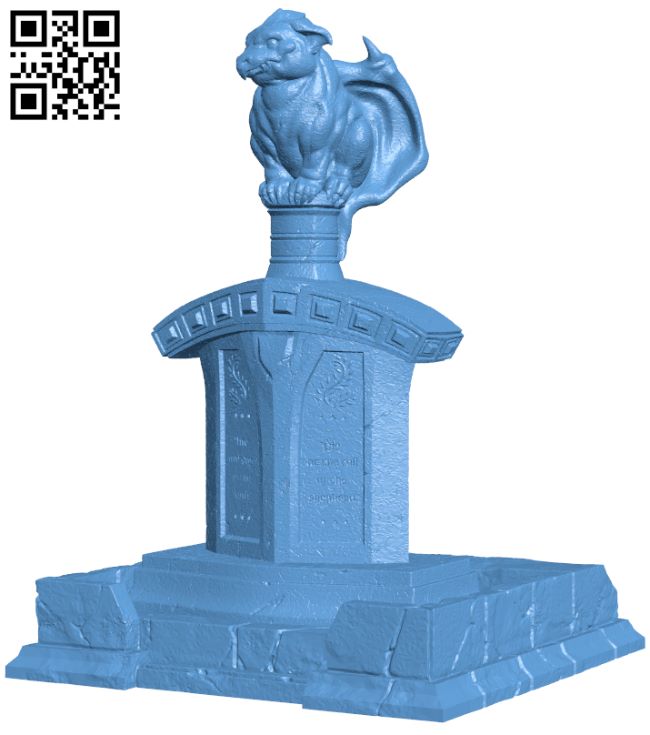 Gargyole Tombstone H008044 file stl free download 3D Model for CNC and 3d printer