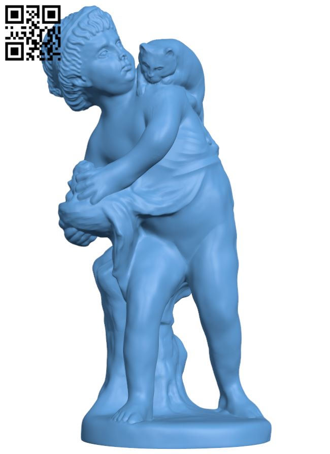 Girl defending the nest against the cat H007900 file stl free download 3D Model for CNC and 3d printer