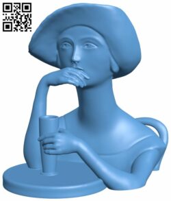 Girl with Absintem H007902 file stl free download 3D Model for CNC and 3d printer