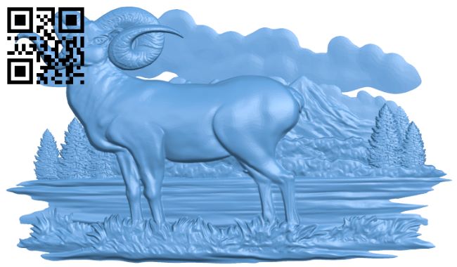 Goat painting T0000932 download free stl files 3d model for CNC wood carving