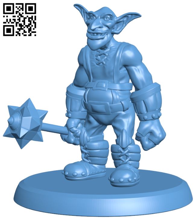 Goblin with a mace H007568 file stl free download 3D Model for CNC and 3d printer