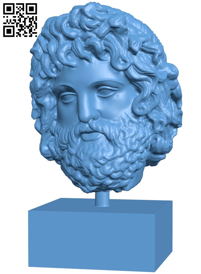 Head of a bearded god H007873 file stl free download 3D Model for CNC and 3d printer