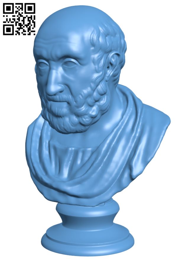 Hippocrates bust H007575 file stl free download 3D Model for CNC and 3d printer