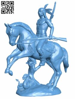 Indian Warrior Rider H008259 file stl free download 3D Model for CNC and 3d printer