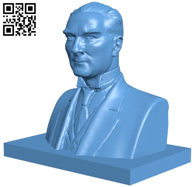 Kemal Ataturk bust H008106 file stl free download 3D Model for CNC and 3d printer