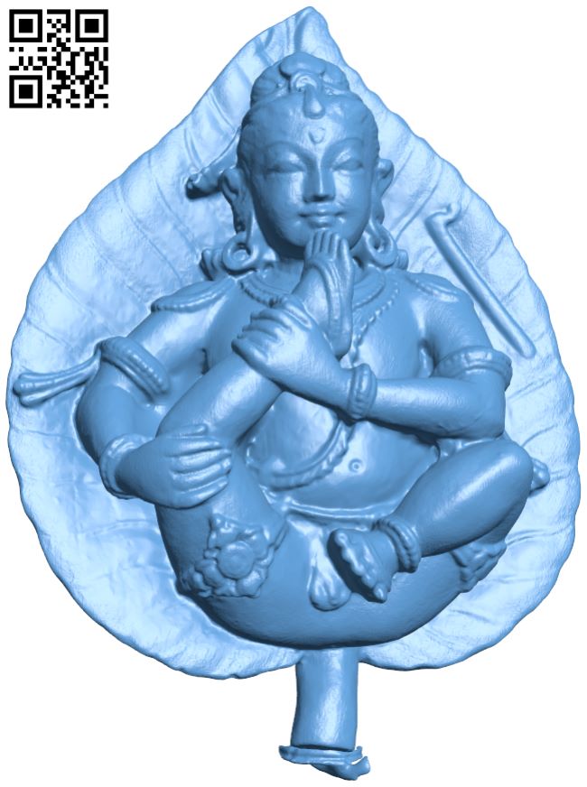 Krishna as the divine child on a banyan leaf H007966 file stl free download 3D Model for CNC and 3d printer