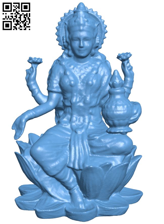 Lakshmi - Goddess of Fortune H008227 file stl free download 3D Model for CNC and 3d printer