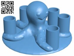 Octopus pen holder H007915 file stl free download 3D Model for CNC and 3d printer