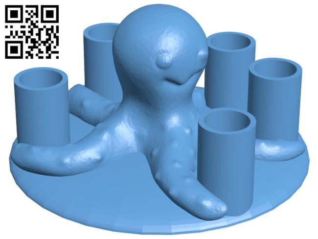 Octopus pen holder H007915 file stl free download 3D Model for CNC and 3d printer