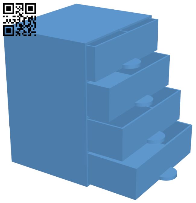 Organizer 4 drawer H008149 file stl free download 3D Model for CNC and 3d printer